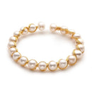 Bracelete de Pérolas de Agua Doce Banhado a Ouro
