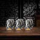 Copo Diamante Luxo com Fundo Duplo e Lascas Douradas para Baijiu, Licor, Cachaça, Tequila e Shots