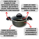 Jogo de Panelas 8 Peças Antiaderente Com Tampa Vidro