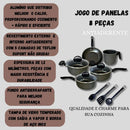 Jogo de Panelas 8 Peças Antiaderente Com Tampa Vidro
